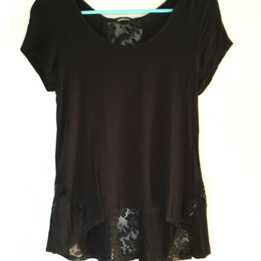 Black short sleeve shirt lace back